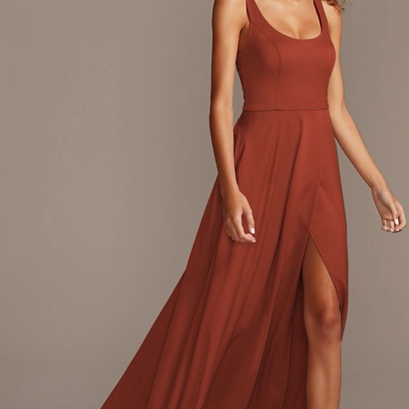 Crepe-Back Satin Scoop Tank Bridesmaid Dress - Picture 6 of 6